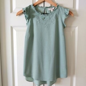 LC Lauren Conrad Embroidered Ruffle Tank